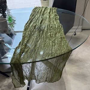 8 boho gauze table runner-rustic cheese cloth grass green 35x72